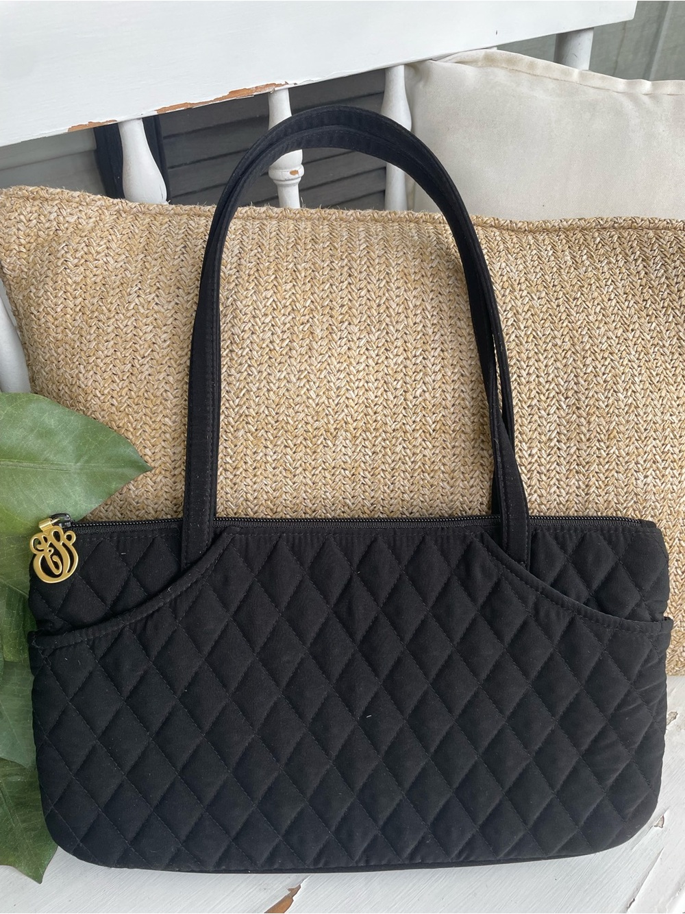 Vera Bradley Black Quilted Shoulder Bag Handbag